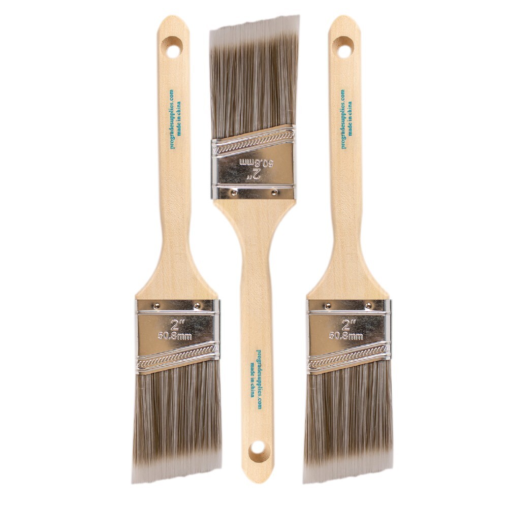 3 Pack – 2″ Angle Brushes for All Latex and Oil Paints & Stains