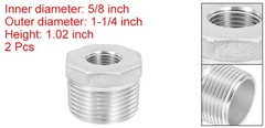 1Pcs 1″ Male to 3/8″ Female NPT 304 Stainless Steel Reducer Hex Bushing