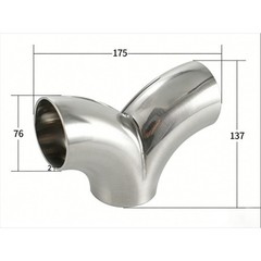 Metal Pipe Butt Welding Elbow 3 Way Stainless Steel Sanitary Fitting Splitter—