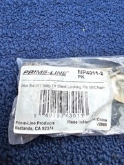 (6 PCS) Prime-Line MP4011-2: Sliding Door Steel Locking Pin With Chain S4011