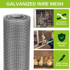 Hardware Cloth 12″ x 20′, 1/8″ 27 Gauge Galvanized Wire Mesh Roll, Welded Met…