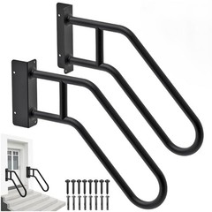 Heavy Duty 28″ Handrails for Outdoor 1-3 Step, Non-Slip Door Jamb Corner Moun…