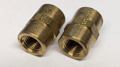 Lot of (2) New Parker 1/4” FNPT Brass Union Pipe Couplings, 1/4-GG-B
