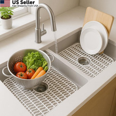 Dependable Industries Inc. Essentials 2 Pack Plastic Sink Protector Mat White