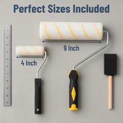Bates – Paint Tray Set, Rollers, 9 Inch, Black/Yellow Handle