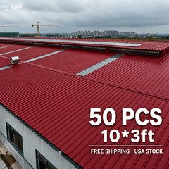 50PCS 10x3FT 25GA Corrugated Metal Roofing Wall Panels Red Steel 1500 SQFT
