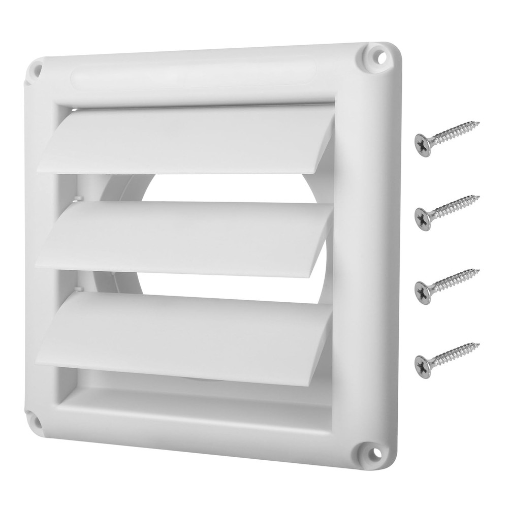 wgsajlo 4 Inch Louvered Dryer Vent Cover for Exterior Walls, UV White