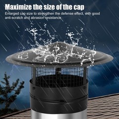 6Inch Chimney Cap,6/7/8/10 Inch Adjustable Stainless Steel 6 INCH, Black