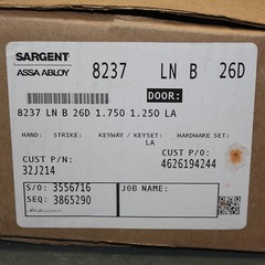 Sargent Mortise Mechanical Lever Lockset 8237 LNL 26D, Grade 1 Classroom, Door