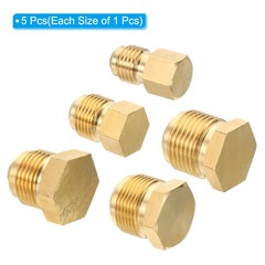 5 Pack SAE Flare Male 1/4″ 3/8″ 1/2″ 5/8″ 3/4″ Brass Seal Plug