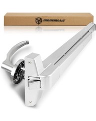IRONWALLS Door Push Bar Panic Exit Device Aluminum Handle Lever SILVER 32-47″