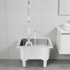 Floor Mount Mop Sink Mop Cleaning Sink Stainless Steel Mop Sink w/Faucet Sink