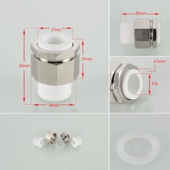 White PPR Pipe Fitting+Copper Nickel Plated Straight Pipe Inner Diameter 20-75mm