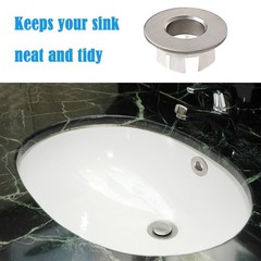 2 Pcs Sink Overflow Ring Brushed Nickel Bathroom Copper Ring-silvery