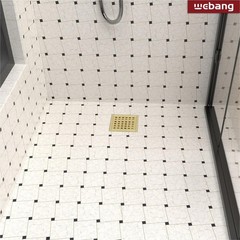 WEBANG 4 Inch Square Shower Floor Drain with 4 Inch, Brushed Gold