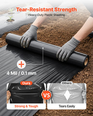 4 Mil Plastic Sheeting 6×100 ft Heavy Duty Black Poly Tarp Roll Vapor Barrier