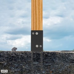 4PCS U-Shape Metal Post Base Holder, Wet Concrete Foundation Post Holder New
