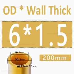 Brass Tube Round 2mm 3mm 4mm 5mm 6mm 7mm 8mm 10mm 12mm 14mm 15mm O.D. x 200mm