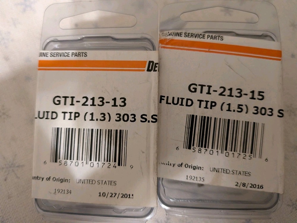 2 Pcs Devilbiss GTI-213-15 1.5 MM Fluid Tip Air Tip Air Nozzle Sealed Package