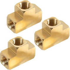 3 PCS 56101-04 Female Pipe Fitting Brass Bar Stock Tee1/4″ x 1/4″ x 1/4″ NPT