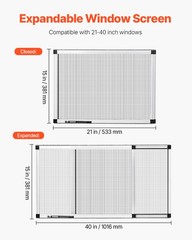 VEVOR Adjustable Window Screen Expandable Windows Screens 2 Packs Aluminum Frame