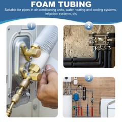 2Pcs Pipe Insulation Foam Tube Foam Tubing Pipe Covers 1-2/5″x1-3/5″x6.6Ft White