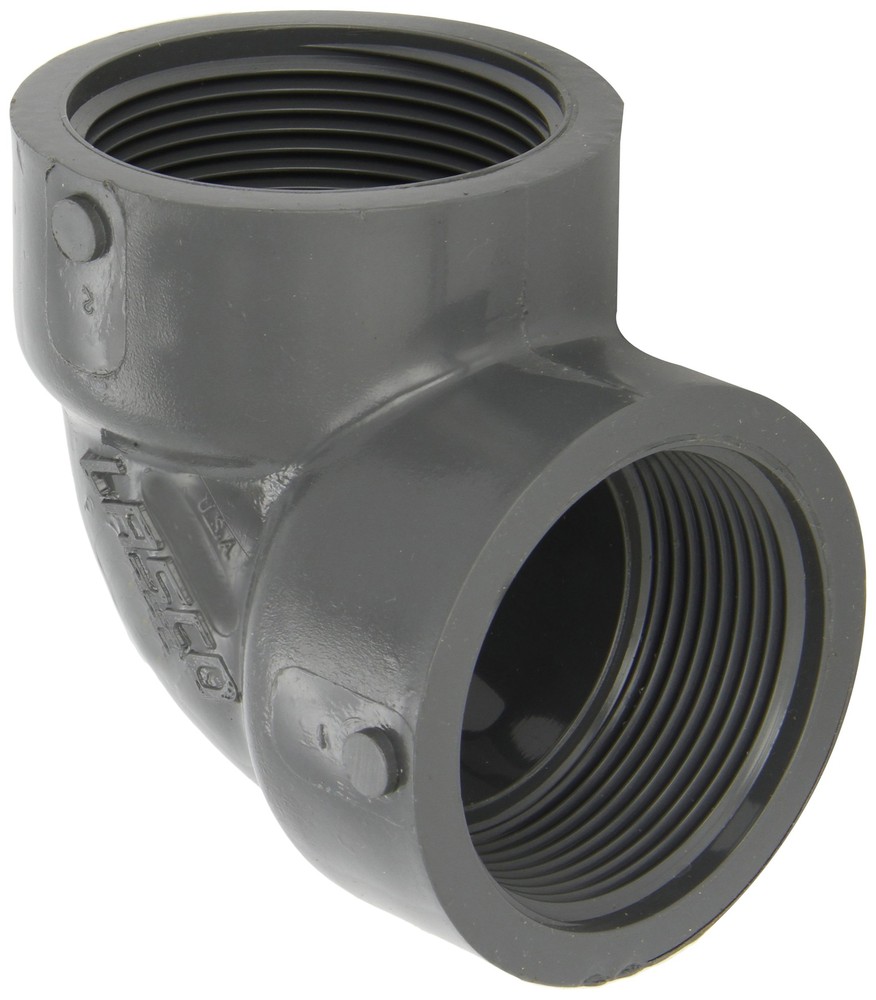 GF Piping Systems PVC Pipe Fitting 90 Degree Elbow Schedule 80 Gray 3″ NPT