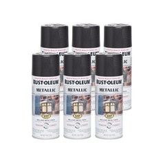 Rust Oleum Stops Rust Metallic Spray Paint 11 Oz Pack Of 6 Black Weather Resi…