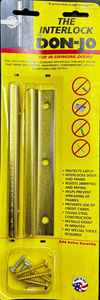 Don-Jo ILP-206-BP Door Interlock Latch Protector Brass Plated In-Swing Doors