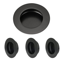 HOMOTEK 4 Pack Round Sliding Closet Door Handles Diameter 2-1/2 in(65mm) Blac…
