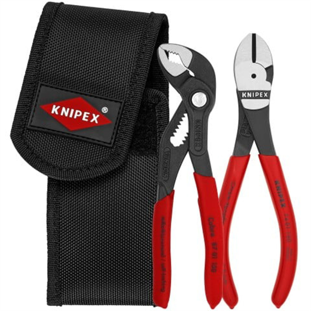 002072V02KNIPEX 2 Piece Mini Pliers in Belt Pouch – Cobra and High Leverage Dia