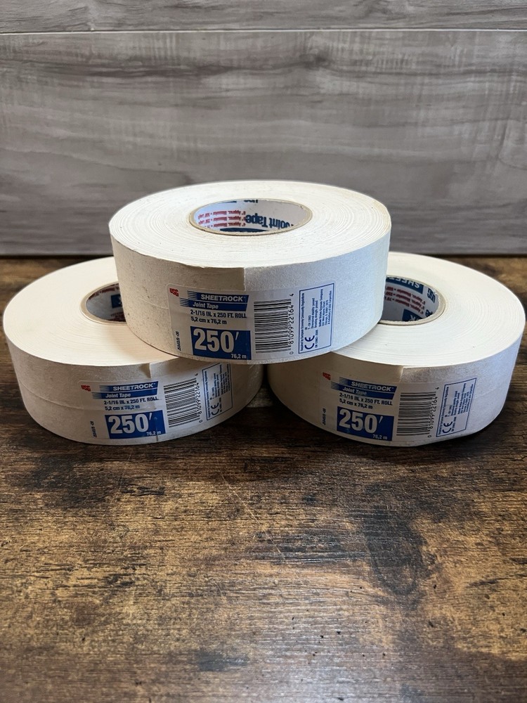 Lot of 3 USG Sheetrock Joint Tape Rolls 2-1/16” x 250’ Drywall Tape