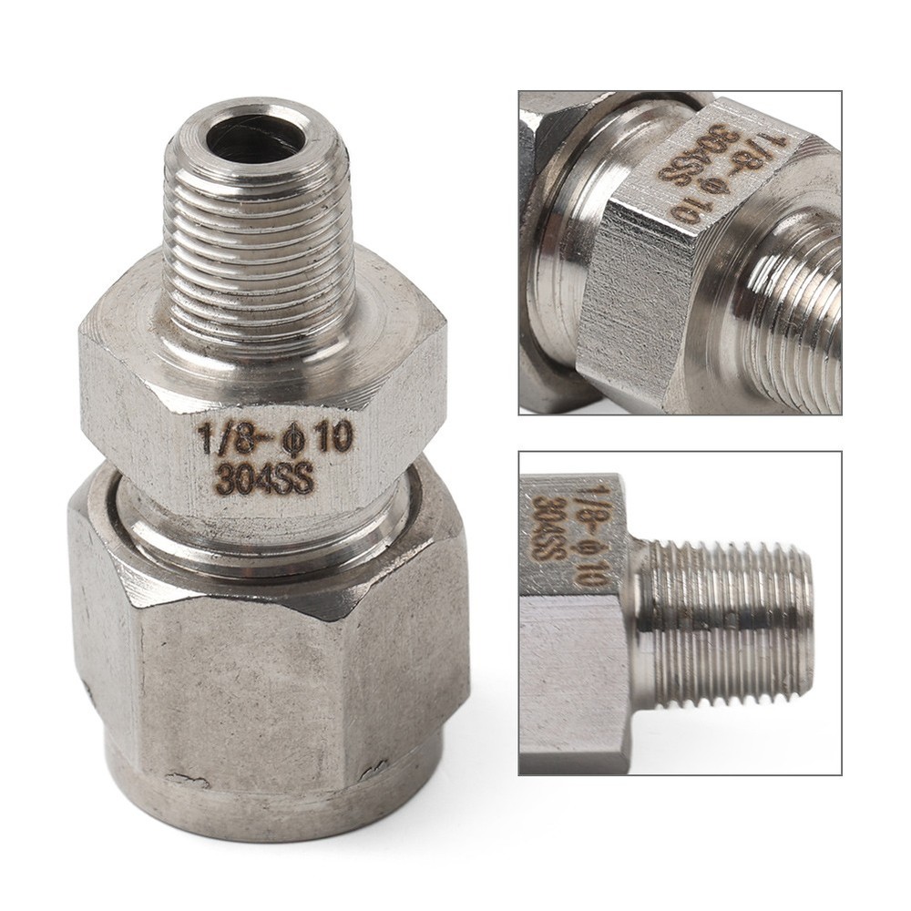 1pc Compression Tube Fitting 1/8 PT Male x 10mm OD Tube Stainless Steel