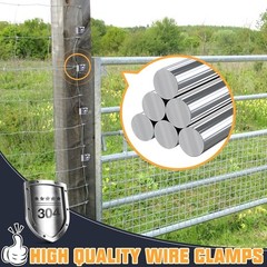 120 Pcs Fence Wire Clamps Stainless Steel Fencing Mounting x120 Pcs, Silver