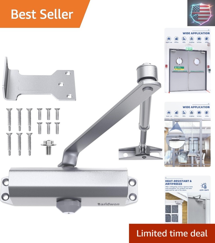 Commercial Grade Hydraulic Door Closer Large Size, Heavy Duty No Slam with Ho…