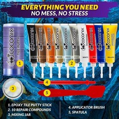 Coconix Tile & Stone Repair Kit | Fix 0.64 Fl Oz (Pack of 11), Multicolor
