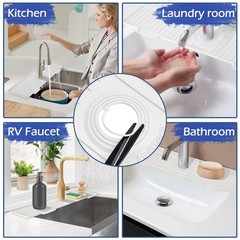 Kitchen Sink Splash Guard, 20IN Longer Silicone Faucet Guard & 20 IN, White