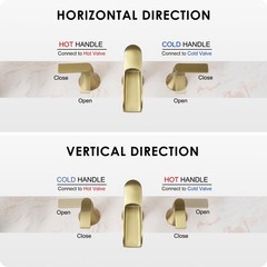 HOIGY Brushed Gold 3 Hole Widespread Bathroom Faucet 2 Handle Waterfall Pop Up