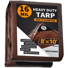 Tarps Heavy Duty Waterproof 8x10ft, 16Mil Poly Tarps with Grommets, UV Resist…