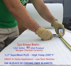 1/2″ SuperWool 6 x 6″ Thermal Ceramics Fiber Blanket APPLIANCES InHome Use 2192F
