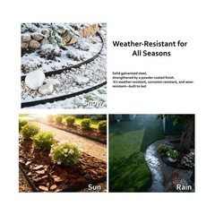 A ANLEOLIFE 40FT Galvanized Steel Landscape Edging, 12-Pack 40″ L x 6″ H Hamm…