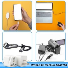 Europe to US Plug Adapter, 3 Pack UK India White