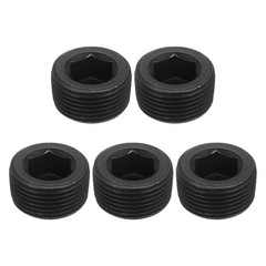 5Pcs Socket Pipe Plugs, NPT 1″Carbon Steel Hex Thread Pipe Caps, Black