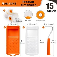 HANJKINZ Paint Roller kit, 2 Inch 15 Pack 2 Kit, 15 Pack, light orange