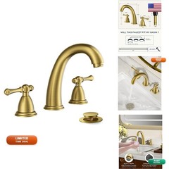 FORIOUS FB-03133G 3 Hole Widespread 8″ Bathroom Faucet Brushed Gold