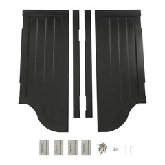 2 Doors Black Swing Solid Wood Door 180° Partition Door w/ 4 Hinges for Shop US