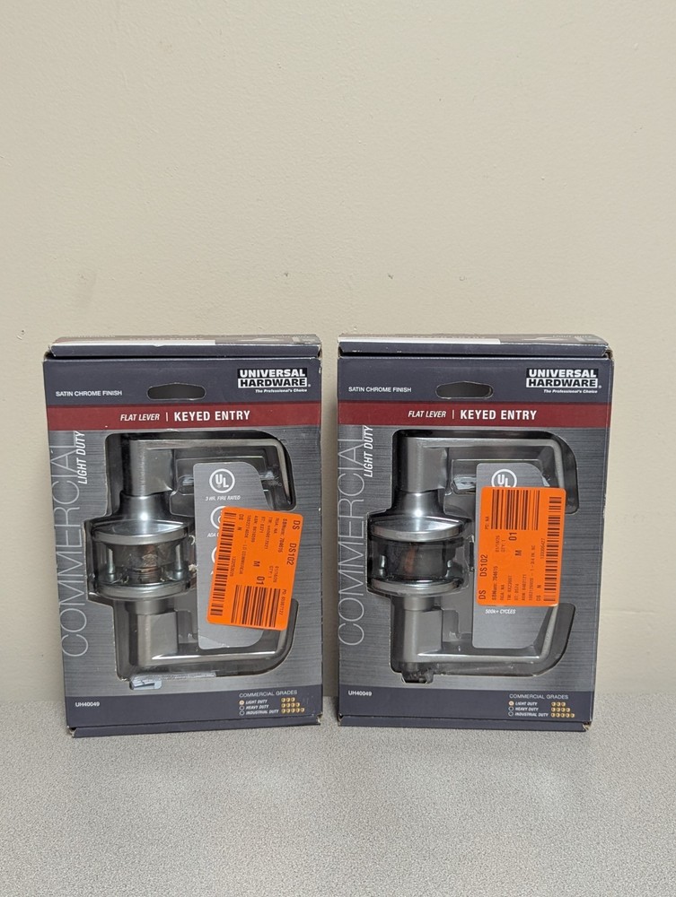 Universal Hardware Commercial Flat Lever Keyed Entry Hardware Chrome UH40049