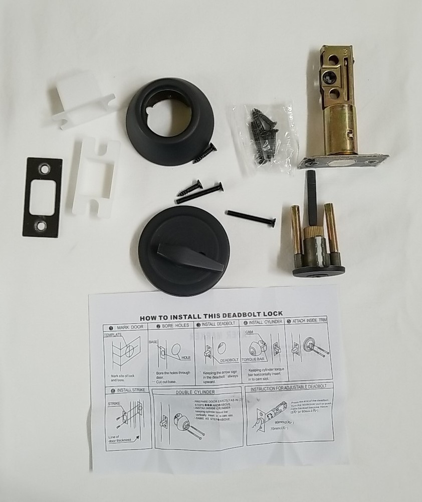 Matte Black Double-Cylinder Deadbolt Door Lock NO KEY