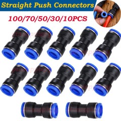 100PCS Straight Push Fittings Quick Release Pneumatic Connector Kit for Air Hose