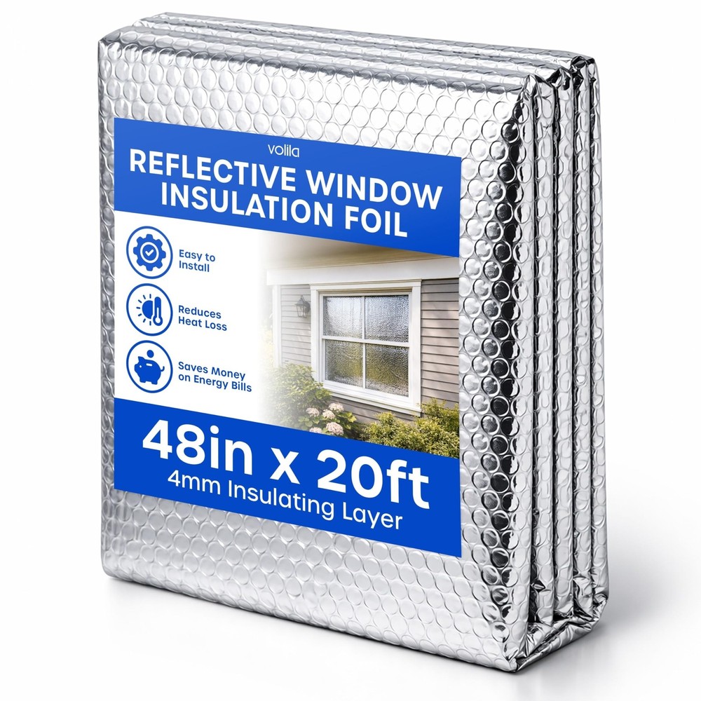 Reflective Window Insulation 48in x 20ft, Silver Folded – 5m x 60cm (2 Pack)